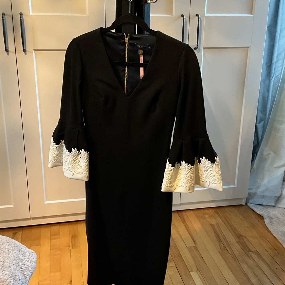 Ted Baker London Black Dress with Cream Accents